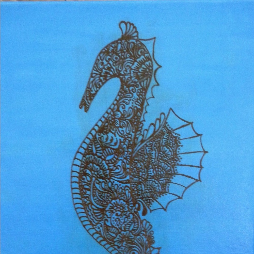 Seahorse acrylic painting, new